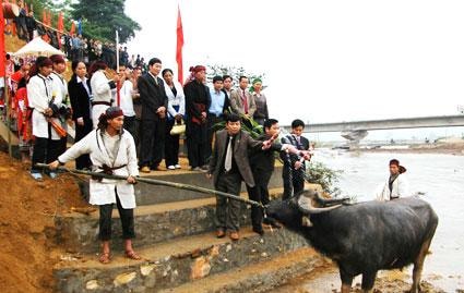 Nghi lễ chém trâu trong lễ hội Đền Chín gian