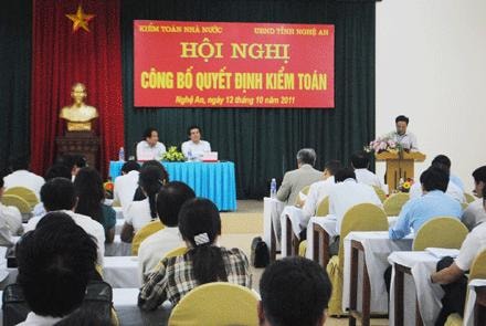 Công bố quyết định kiểm toán ngân sách nhà nước 2010 tại Nghệ An