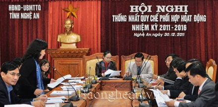 HĐND - UBMTTQ tỉnh: Bàn quy chế phối hợp hoạt động giai đoạn 2012-2016