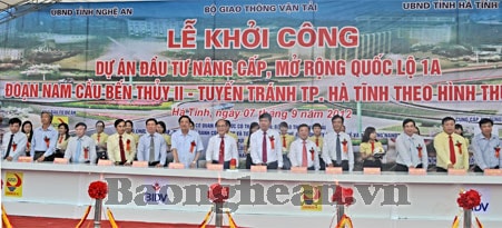 Thông xe cầu Bến Thủy II và Khởi công dự án nâng cấp QL 1A đoạn Nam Cầu Bến Thủy 2 đi tuyến tránh TP Hà Tĩnh.
