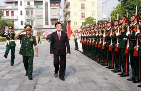 Chủ tịch nước Trương Tấn Sang dự lễ khai giảng tại Học viện Quốc phòng