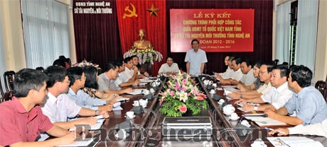 Ký kết phối hợp công tác giữa UBMTTQ tỉnh Nghệ An và Sở Tài nguyên Môi trường