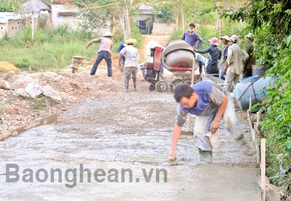 Xã Quế Sơn (Quế Phong) làm đường bê tông bằng nguồn vốn 135/CP