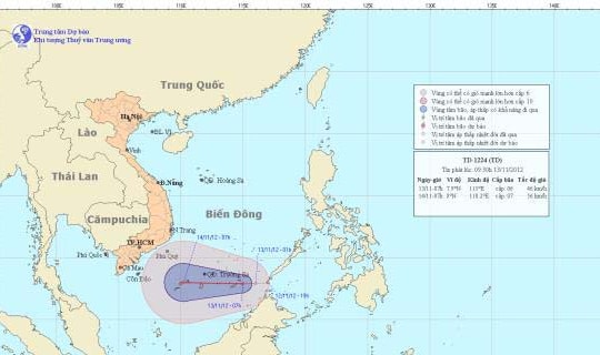 Xuất hiện áp thấp nhiệt đới trên Biển Đông