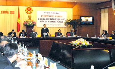 Giải trình tại Ủy ban Pháp luật về ban hành văn bản hướng dẫn luật
