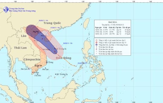Bão số 6 cách bờ biển TT Huế - Quảng Ngãi khoảng 290km