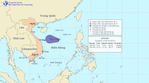 Xuất hiện áp thấp nhiệt đới ở Bắc Biển Đông