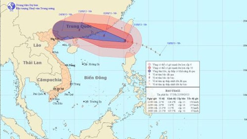 Bão Usagi đi vào Đông Bắc biển Đông
