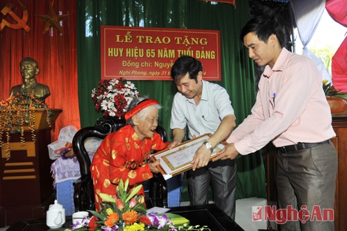 Huyện ủy Nghi Lộc: Trao huy hiệu 65 năm tuổi Đảng