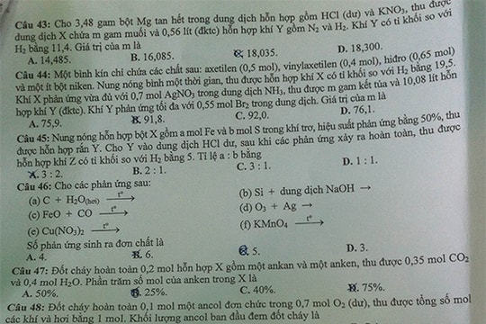 Gợi ý giải đề thi môn Hóa khối B