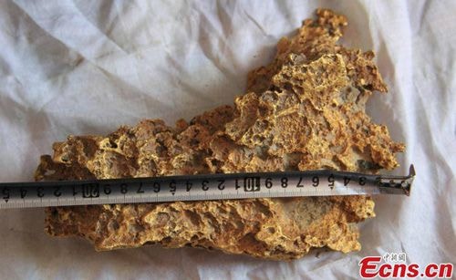 Quặng vàng gần 8 kg có hình giống bản đồ Trung Quốc