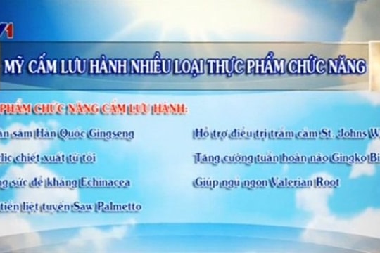 Mỹ cấm lưu hành nhiều loại thực phẩm chức năng
