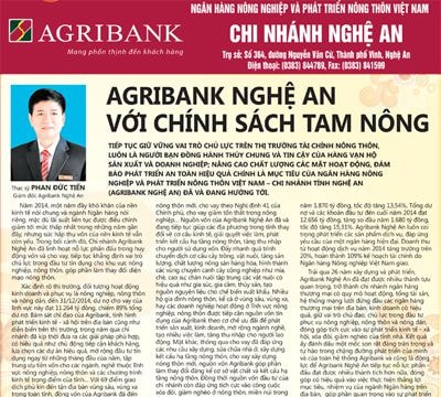 Agribank Nghệ An với chính sách tam nông
