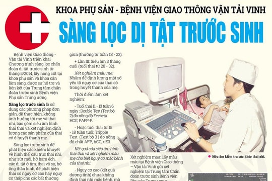 Khoa Phụ sản - Bệnh viện GTVT Vinh: Sàng lọc dị tật trước sinh