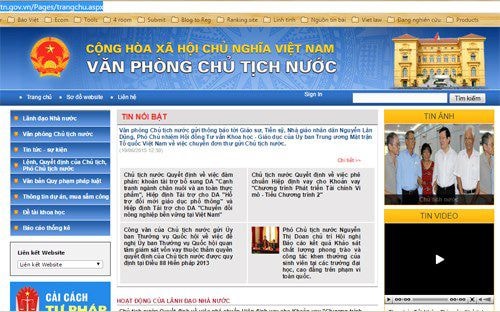 Khai trương trang thông tin điện tử Văn phòng Chủ tịch nước