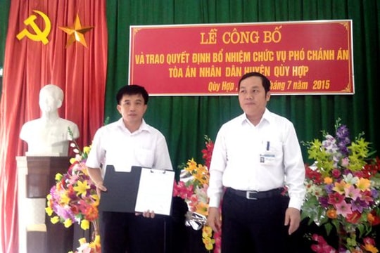 Bổ nhiệm chức vụ Phó Chánh án TAND huyện Quỳ Hợp