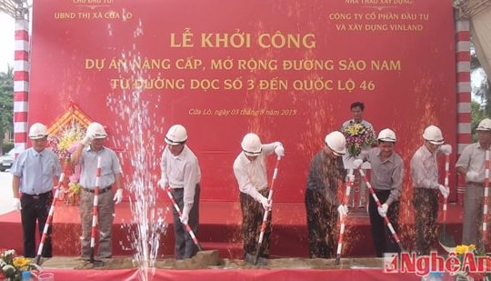 Thị xã Cửa Lò: Khởi công dự án nâng cấp, mở rộng đường Sào Nam