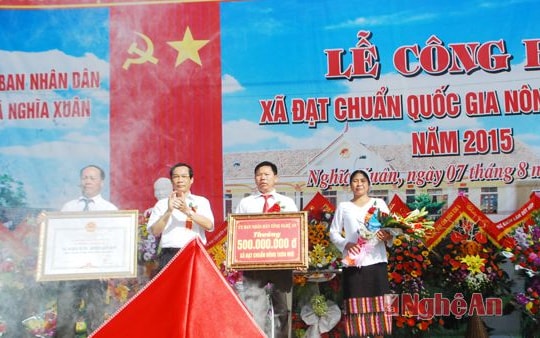 Xã Nghĩa Xuân đón bằng công nhận xã đạt chuẩn NTM