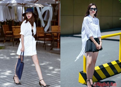 Lan Ngọc khoe chân thon trên phố Sài Gòn