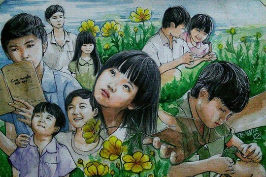 Những bức vẽ 'Tôi thấy hoa vàng trên cỏ xanh' hút nghìn like