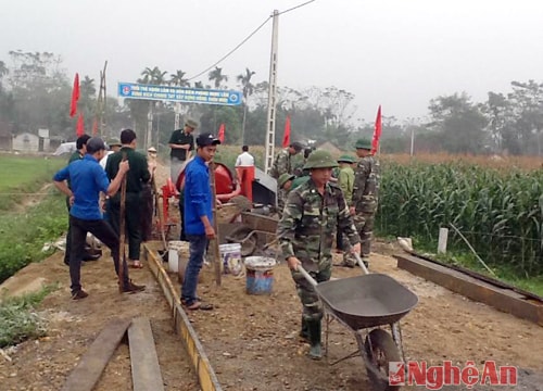 Đồn Biên phòng Ngọc Lâm giúp dân làm đường giao thông