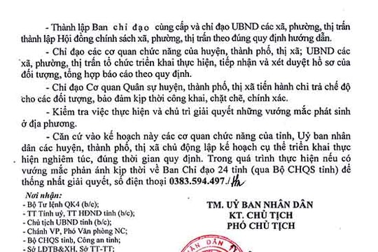 Triển khai thực hiện chế độ, chính sách đối với dân công hỏa tuyến tham gia kháng chiến chống Pháp, chống Mỹ