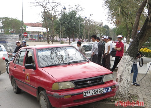 Xe tập lái đâm gốc cây bên đường