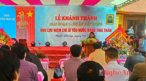 Khánh thành khu lưu niệm chí sỹ yêu nước Đặng Thái Thân