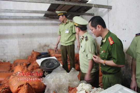 Thu giữ thêm 35 tấn măng hôi thối, có dòi ở Nghệ An