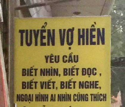 Cãi nhau với vợ, ông chồng Hà Nội treo biển tuyển vợ mới