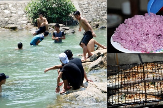 Về Con Cuông tắm Khe nước Mọc, ăn cá nướng và xôi tím