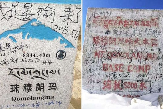 Nóc nhà thế giới bị du khách Trung Quốc vẽ bậy chằng chịt