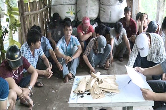 Bắt 18 đối tượng say sưa sát phạt trong trường gà mới khai trương