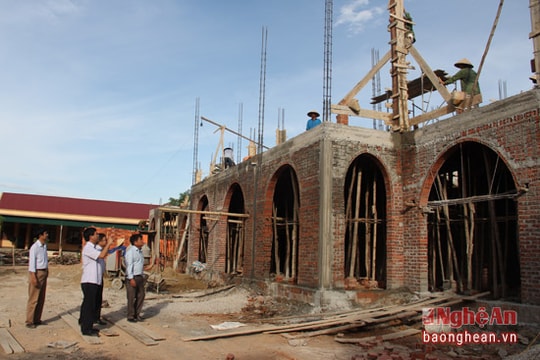 Trường THCS Bạch Liêu đẩy nhanh tiến độ thi công