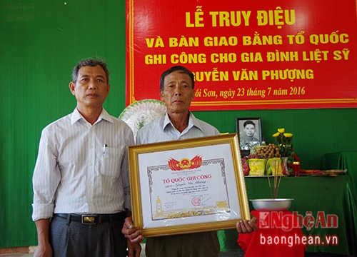 Truy tặng Bằng 'Tổ quốc ghi công' cho liệt sỹ ở Đô Lương