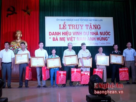 Quỳnh Lưu: Truy tặng danh hiệu cho 7 Bà mẹ Việt Nam Anh hùng