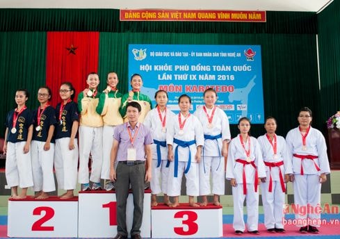 Nghệ An giành huy chương đồng Kata đồng đội nữ tại Hội khỏe Phù Đổng toàn quốc