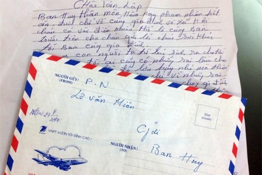 Lá thư xúc động bố Lê Văn Luyện gửi cán bộ trại giam