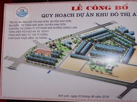 Dự án khu đô thị mới Anh Sơn đang được tiếp tục triển khai