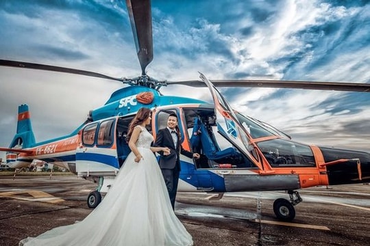 Em gái Huỳnh Phúc Điền chụp ảnh cưới trên trực thăng