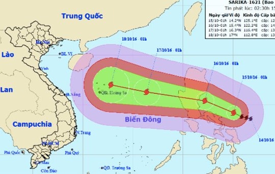 Bão giật cấp 15 nguy cơ tấn công miền Trung