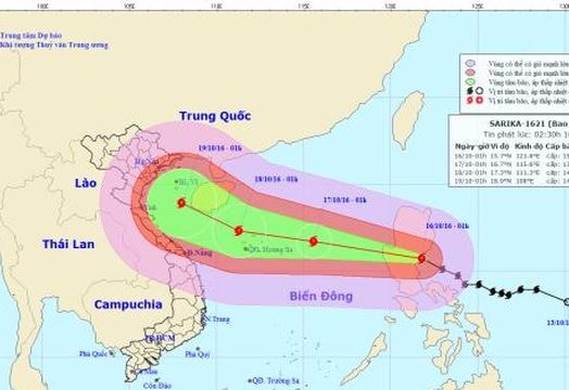 Tin mới nhất về bão Sarika giật cấp 17