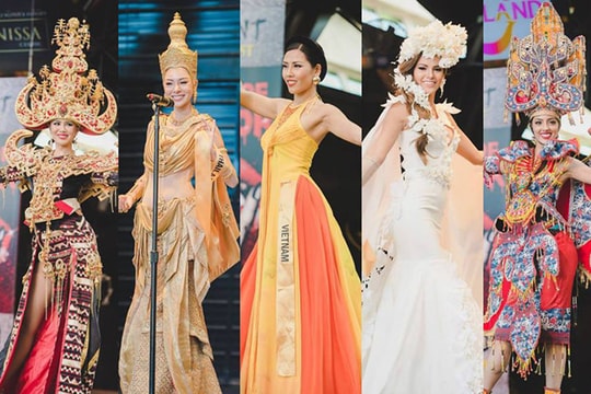 Áo tứ thân Việt lọt Top 10 trang phục dân tộc đẹp nhất 'Hoa hậu Hòa bình Thế giới'