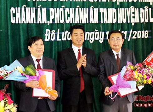 Bổ nhiệm chức vụ chánh án và phó chánh án Tòa án nhân dân huyện Đô Lương