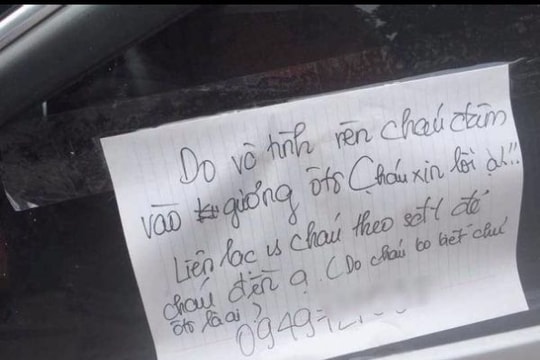 Làm vỡ gương ô tô, nam sinh lớp 11 để lại lời xin lỗi