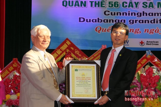 Trao bằng công nhận Cây Di sản Việt Nam cho quần thể 56 cây sa mu dầu và 5 cây phay sừng