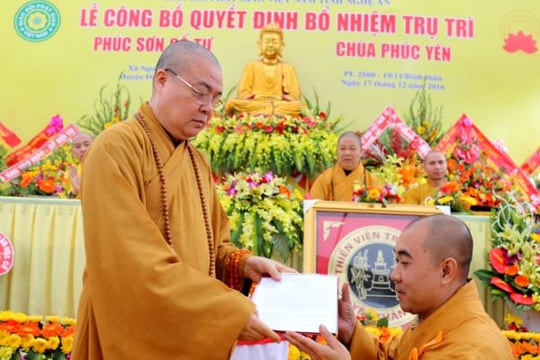 Công bố quyết định bổ nhiệm trụ trì chùa Phúc Yên