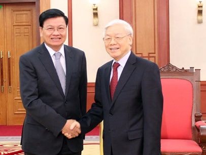 Tổng Bí thư tiếp Thủ tướng Lào Thongloun Sisoulith