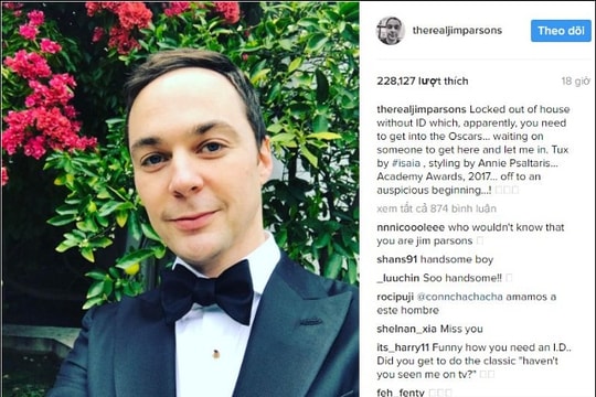 Không có ID, tài tử Jim Parsons bỏ lỡ lễ trao giải Oscar 2017