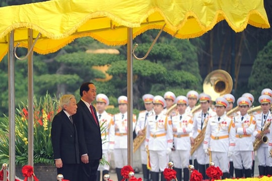 Hình ảnh Lễ đón Nhà vua Nhật Bản và Hoàng hậu thăm chính thức Việt Nam